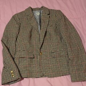 J. Crew Factory Houndstooth Blazer with Gold Button Accents